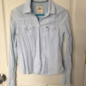 Hollister light blue button down collar shirt